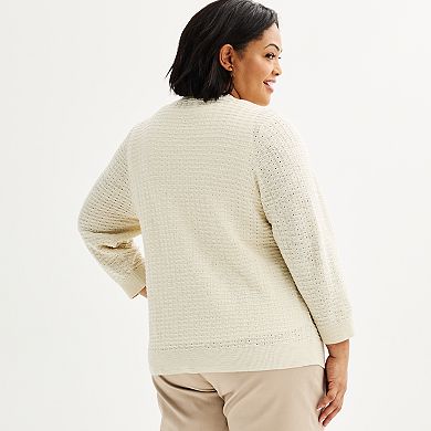 Plus Size Croft & Barrow Open Front Textured Cardigan