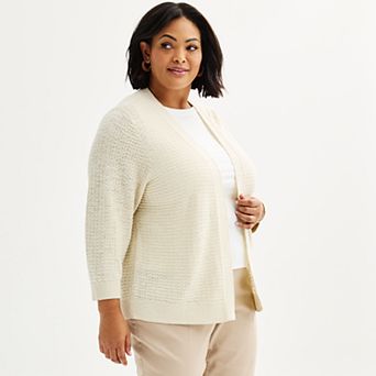 Plus Size Croft & Barrow Open Front Textured Cardigan