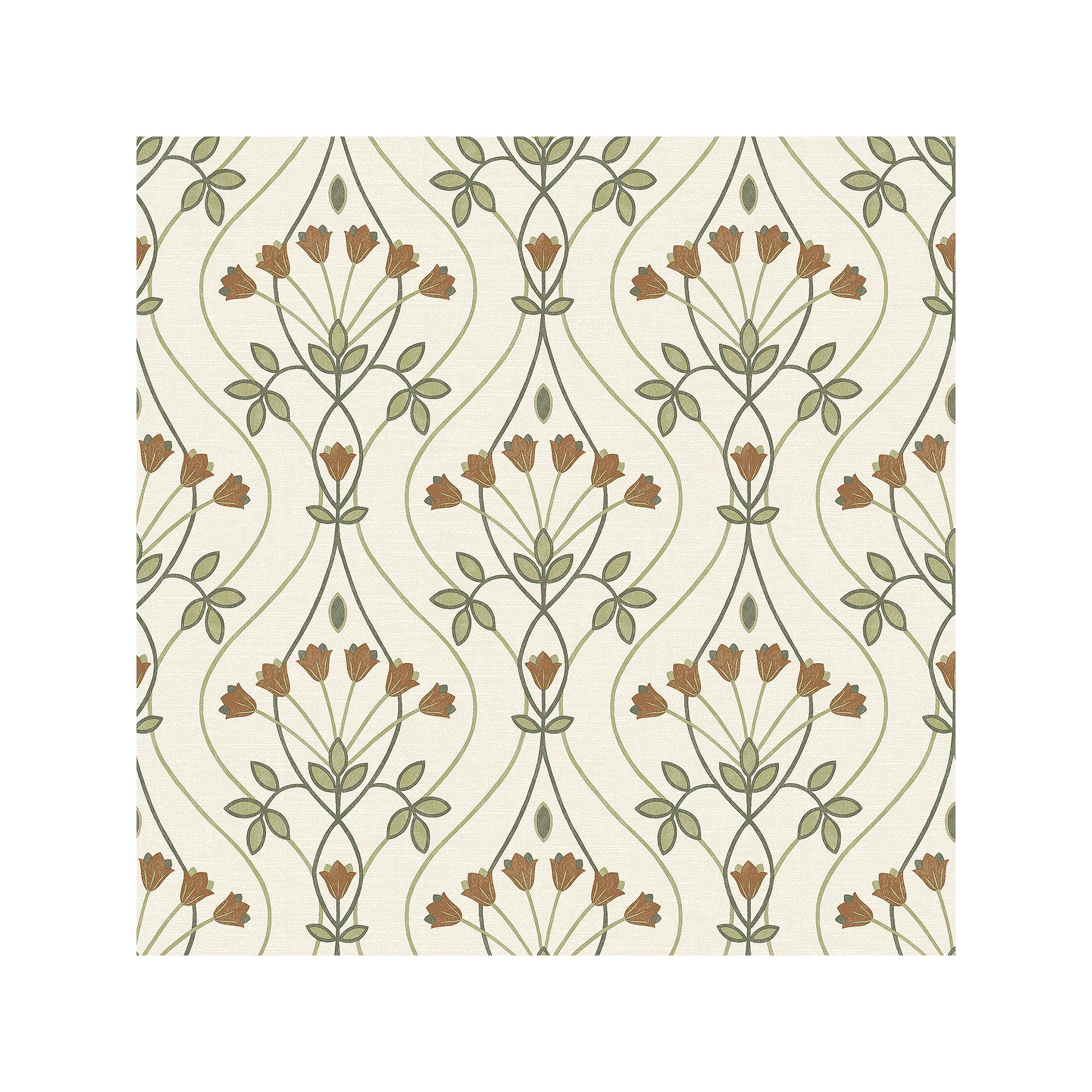 Brewster Home Fashions Dard Tulip Ogee Wallpaper, Green
