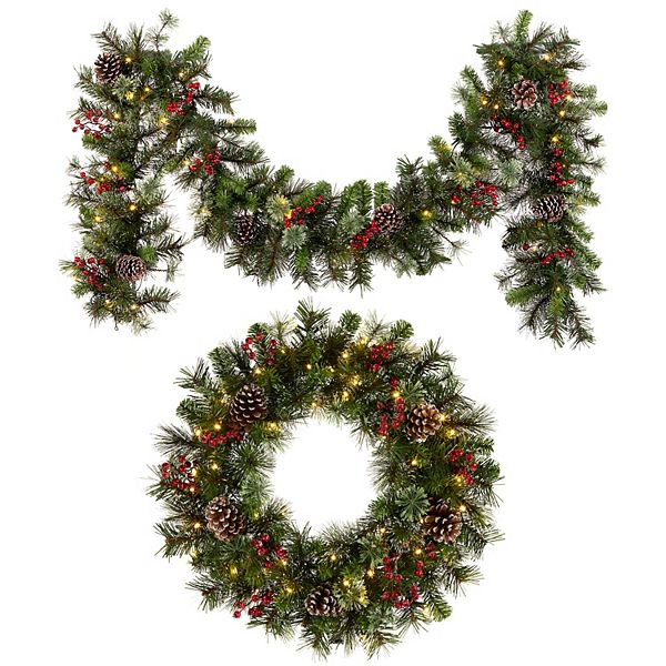 National Tree Company Artificial Iced Berry Pine Wreath & Garland Set - None