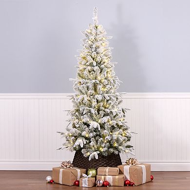 National Tree Company Flocked Pacific Mixed Pine 7.5-ft. Pre-Lit Artificial Christmas Tree