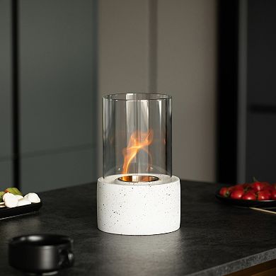Cylinder Decor Mini Tabletop Fire Pit , Portable Fire Concrete Round Glass Bowl Pot