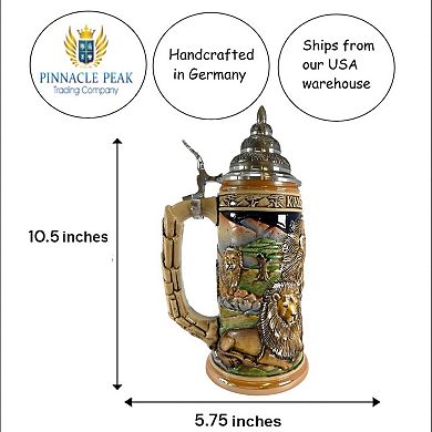 Pinnacle Peak Trading King Of Beasts Lion Pride Le German Stoneware Beer Stein .75 L Made In Germany