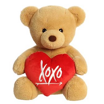 Aurora Large Brown Valentine 15" Xoxo Bear Heartwarming Stuffed Animal