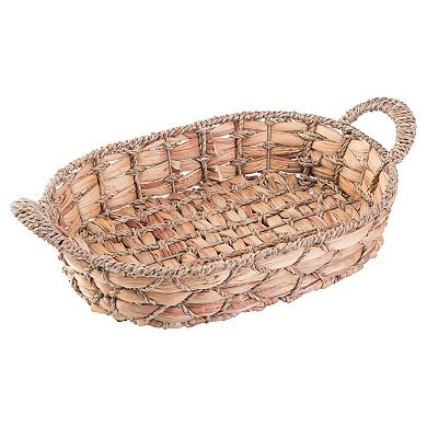 Set Of 4 Seagrass Fruit Bread Basket Tray With Handles - Medium
