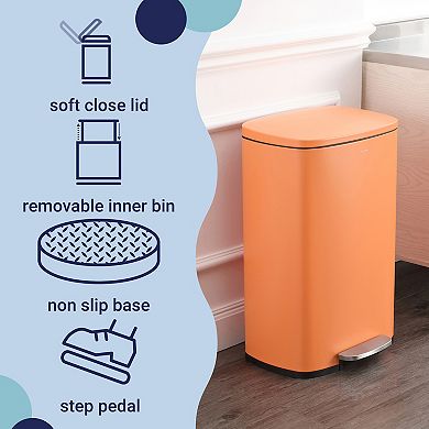 Connor Rectangular 13-gallon Trash Can With Soft-close Lid And Free Mini Trash Can