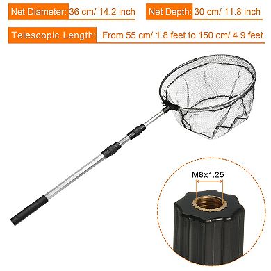 4.9ft Aluminium Alloy Telescopic Landing Pole Round Folding Fishing Net