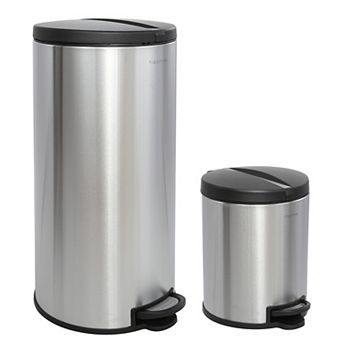 Oscar Round 8-gallon Step-open Trash Can With Free Mini Trash Can