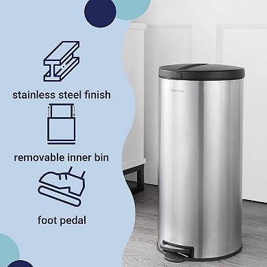 Oscar Round 8-gallon Step-open Trash Can With Free Mini Trash Can