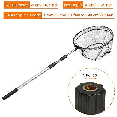 6.2ft Aluminium Alloy Telescopic Landing Pole Round Folding Fishing Net