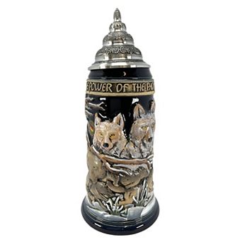 Pinnacle Peak Trading Power Of The Pack Wolves In The Snow German Beer Stein