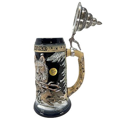 Pinnacle Peak Trading Power Of The Pack Wolves In The Snow German Beer Stein