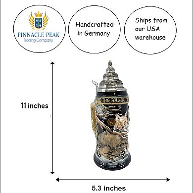 Pinnacle Peak Trading Power Of The Pack Wolves In The Snow German Beer Stein