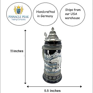 Pinnacle Peak Trading Polar Bear Walking On Ice German Beer Stein 1 Liter Made In Germany