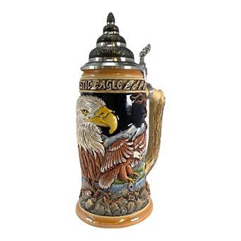 Pinnacle Peak Trading Majestic Bald Eagles Le German Stoneware Beer Stein .75 L Made In Germany