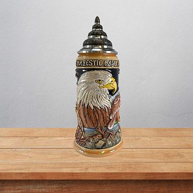 Pinnacle Peak Trading Majestic Bald Eagles Le German Stoneware Beer Stein .75 L Made In Germany