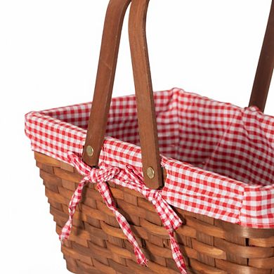 Double Handle Woodchip Basket with Red Liner for Unforgettable Picnic Parties