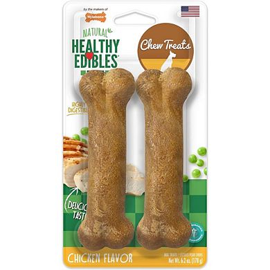 Nylabone Healthy Edibles Wholesome Chicken Flavor Dog Chews - 5.5" Long(2 Pack)