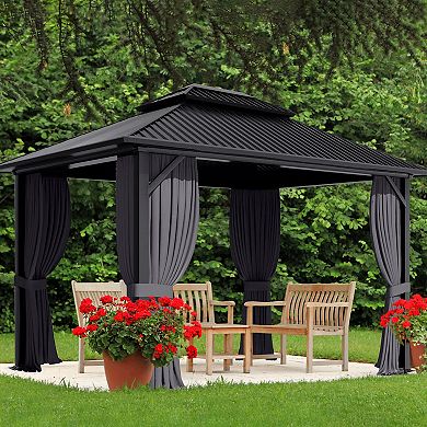 Aoodor Gazebo Curtain Replacement - Universal 4-panel Sidewalls 10' X 12'(curtain Only)