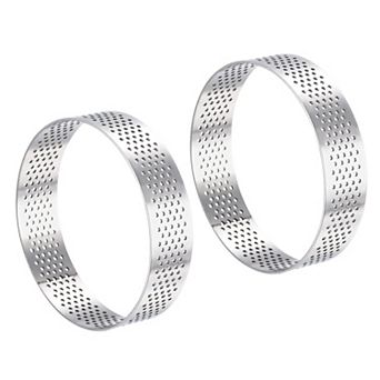 2 pc Stainless Steel Circular Cake Rings 3.1" Perforated Cake Mousse Ring Kitchen Baking Mould