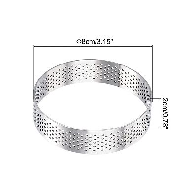 2pcs Stainless Steel Circular Cake Rings 3.1" Perforated Cake Mousse Ring Kitchen Baking Mould