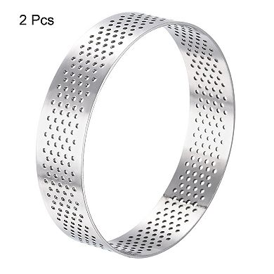 2pcs Stainless Steel Circular Cake Rings 3.1" Perforated Cake Mousse Ring Kitchen Baking Mould