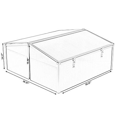 Aluminum Cold Frame Portable Greenhouse Bottomless Flower Box, Double Sided Roof