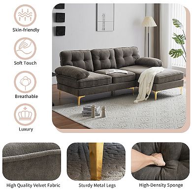 Modern Sectional Sofas Couches Velvet L Shaped Couches