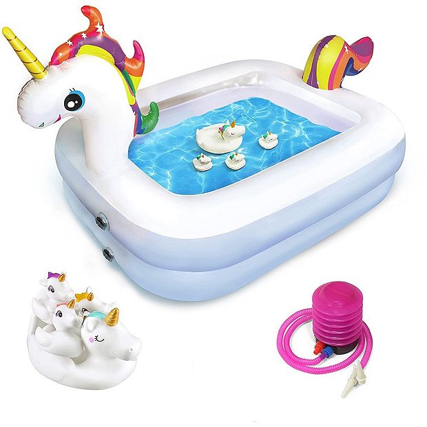 Kid Friendly Inflatable Unicorn Pool With Pool Toys Pump And Carrying Bag For Outdoor Fun