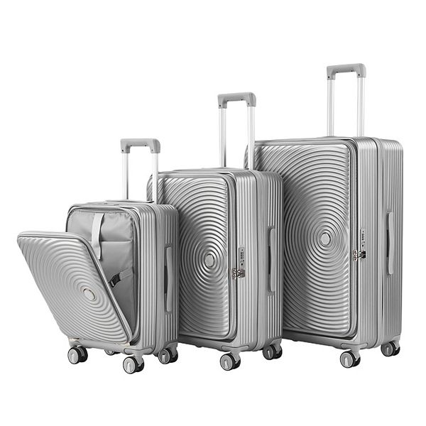 3 Pcs Hard Shell Spinner Luggage Sets With Tsa Lock & Front Pocket ...