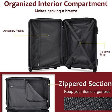 20"24"28" 3 Pcs Hardshell Lightweight Luggage Set With Tsa Lock