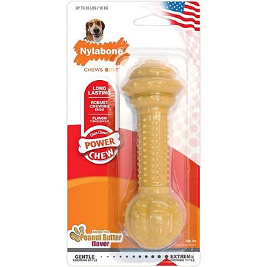 Nylabone Dura Chew Barbell Dog Chew Toy - Peanut Butter Flavor