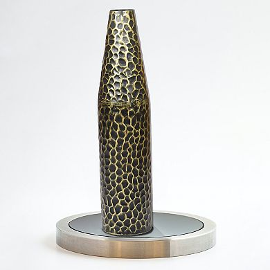 Hammered Metal Decorative Centerpiece Flower Table Vase Two Tone