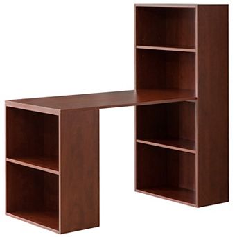 Computer Writing Workstation Table With Combo Bookshelf Bookcase