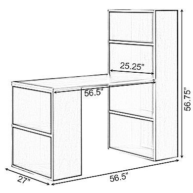 Computer Writing Workstation Table With Combo Bookshelf Bookcase