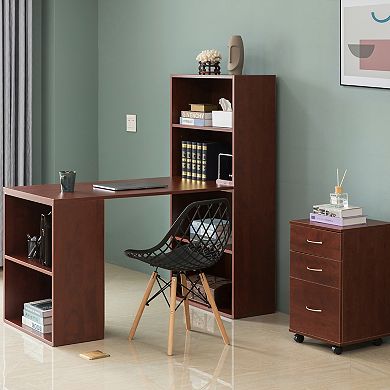 Computer Writing Workstation Table With Combo Bookshelf Bookcase