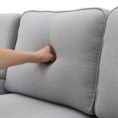 Merax Upholstered Sofa, Modern Linen Fabric Couches