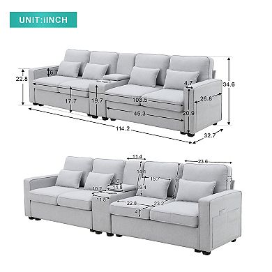 Merax Upholstered Sofa, Modern Linen Fabric Couches