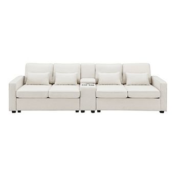 Merax Upholstered Sofa, Modern Linen Fabric Couches