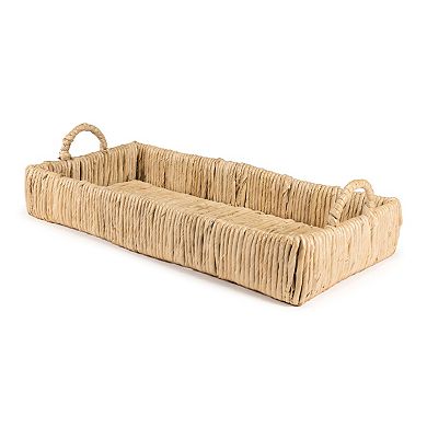 Anika Traditional Southwestern Hand-woven Abaca Tray With Handles