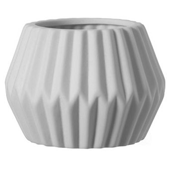 Uniquewise 4 in Geometric White Ceramic Table Vase