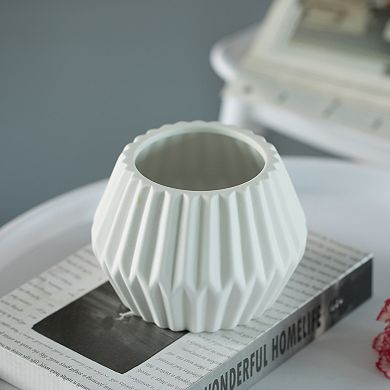 Contemporary Ceramic Unique Geometric Shaped Table Vase Flower Holder