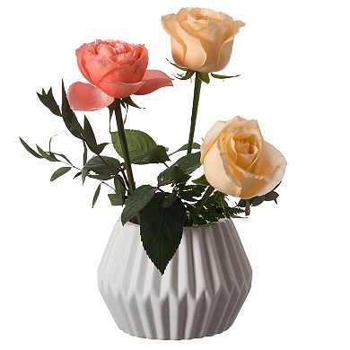 Uniquewise 4-In Geometric White Ceramic Table Vase