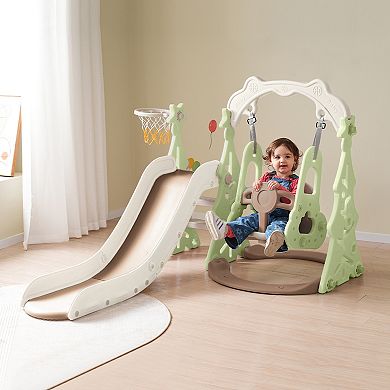 Merax Toddler Slide And Swing Set 3 In 1，kids Playground Climber Swing Playset