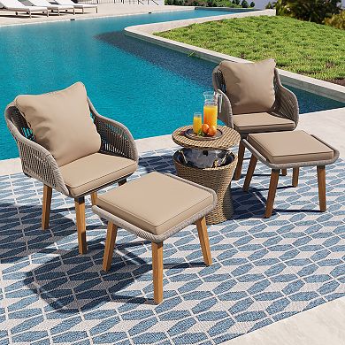 Merax 5 Pieces Patio Furniture Chair Sets