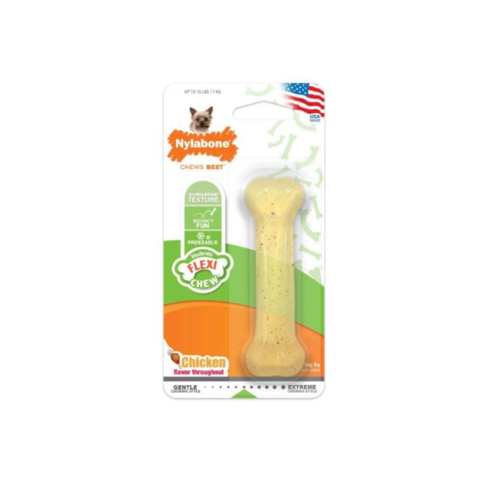 Dog Chew Toy Chew Ring Bone & Toy Twin Pack Chicken Flavor Medium Up To 35 Lbs Nylabone Puppy