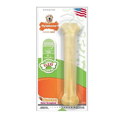 Nylabone Flexi Chicken Flavor Chew Dog Bone Toy - Wolf (1 Pack)