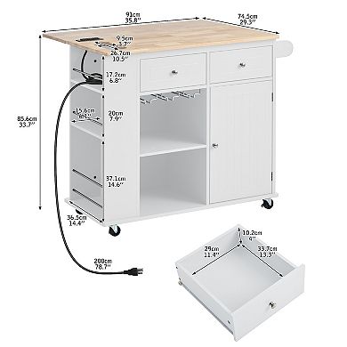 Kitchen Storage Island, Open Storage and Wine Rack