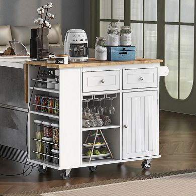 Kitchen Storage Island, Open Storage and Wine Rack