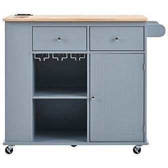 Kitchen Storage Island, Open Storage and Wine Rack